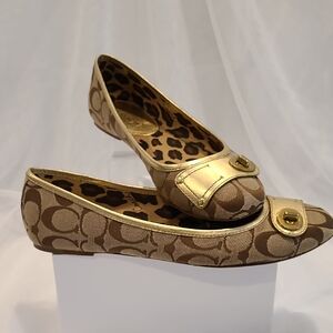 Coach Brown and Gold Ballet Loafer